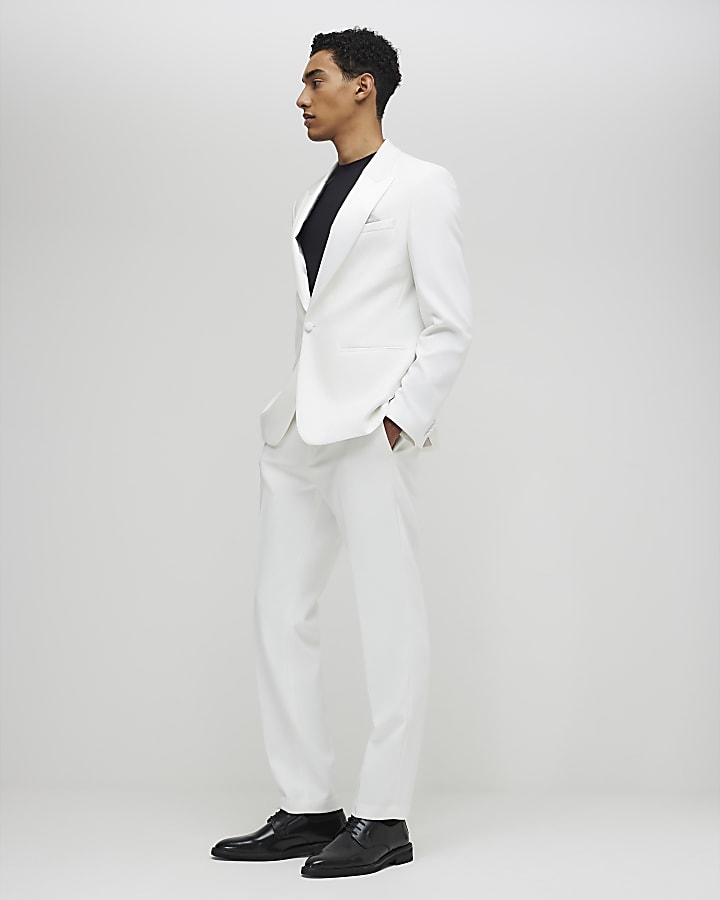 White Slim Fit Tuxedo Jacket