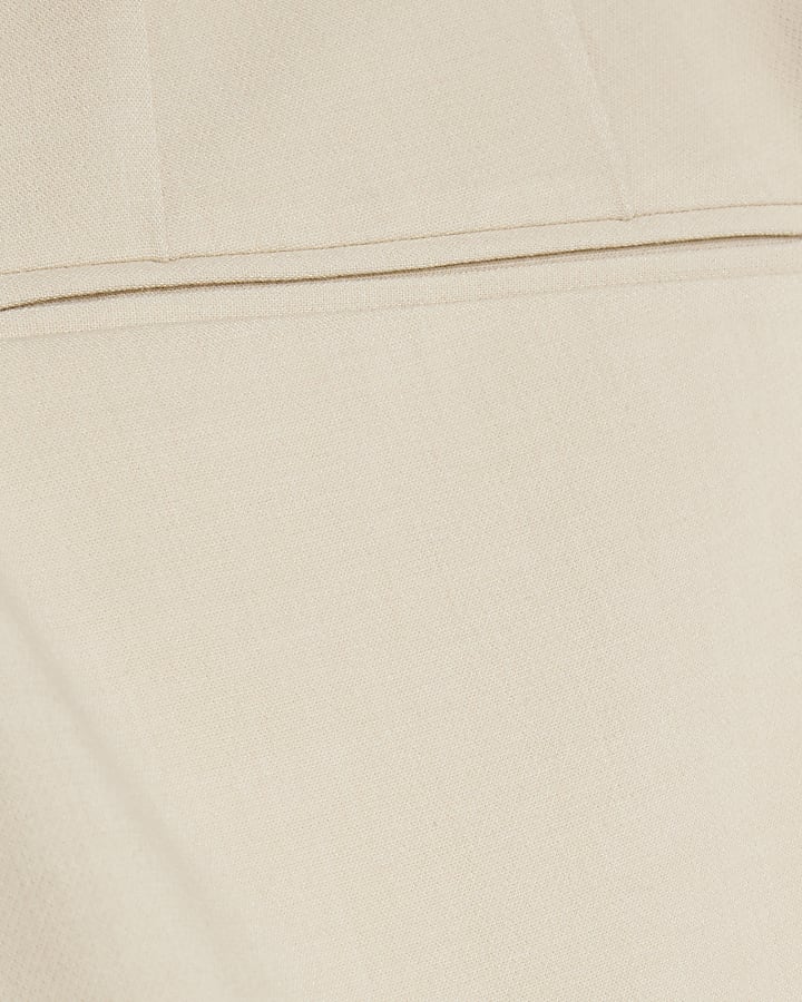 Cream Slim Fit Suit Trousers