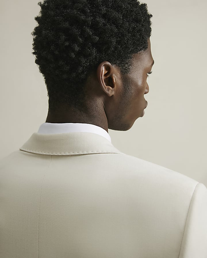 Cream Slim Fit Suit Jacket