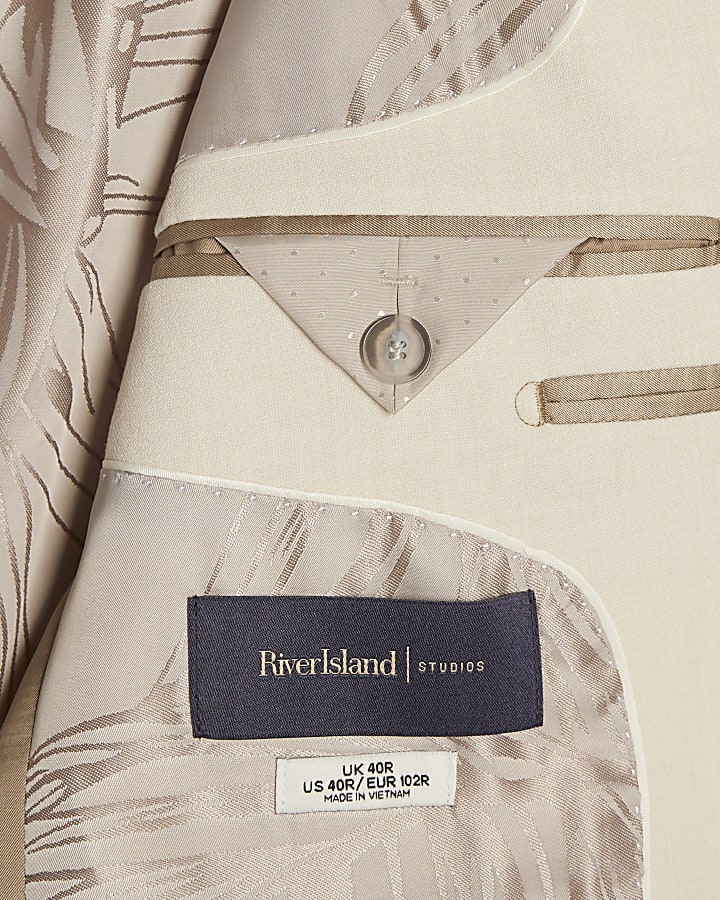 Cream Slim Fit Suit Jacket