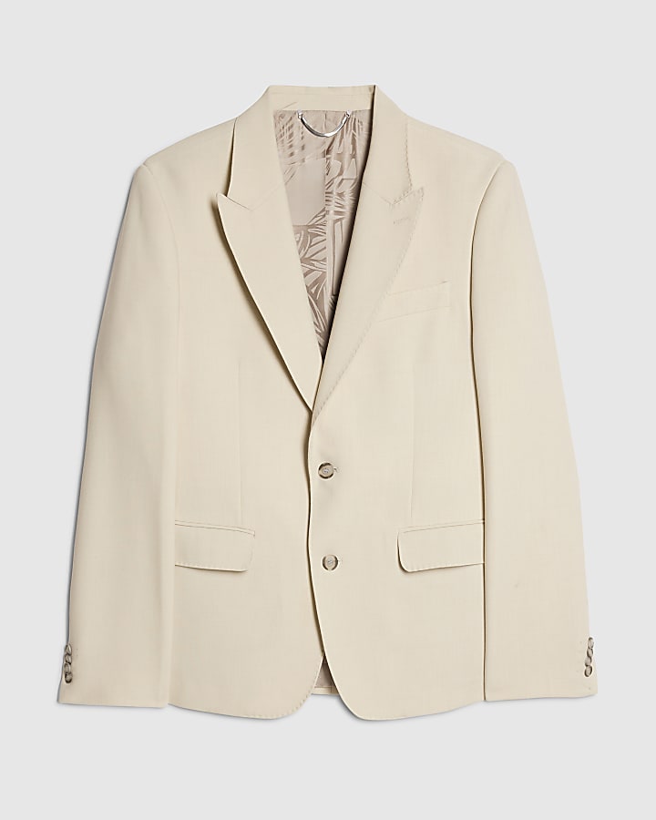 Cream Slim Fit Suit Jacket