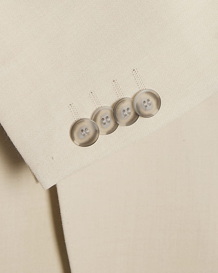 Cream Slim Fit Suit Jacket