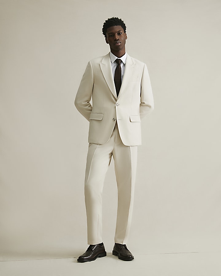 Cream Slim Fit Suit Jacket