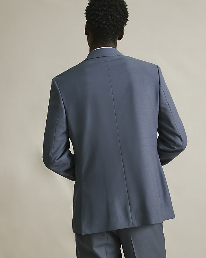 Blue Double Breasted Suit Jacket