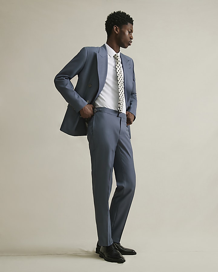 Blue Slim Fit Suit Trousers