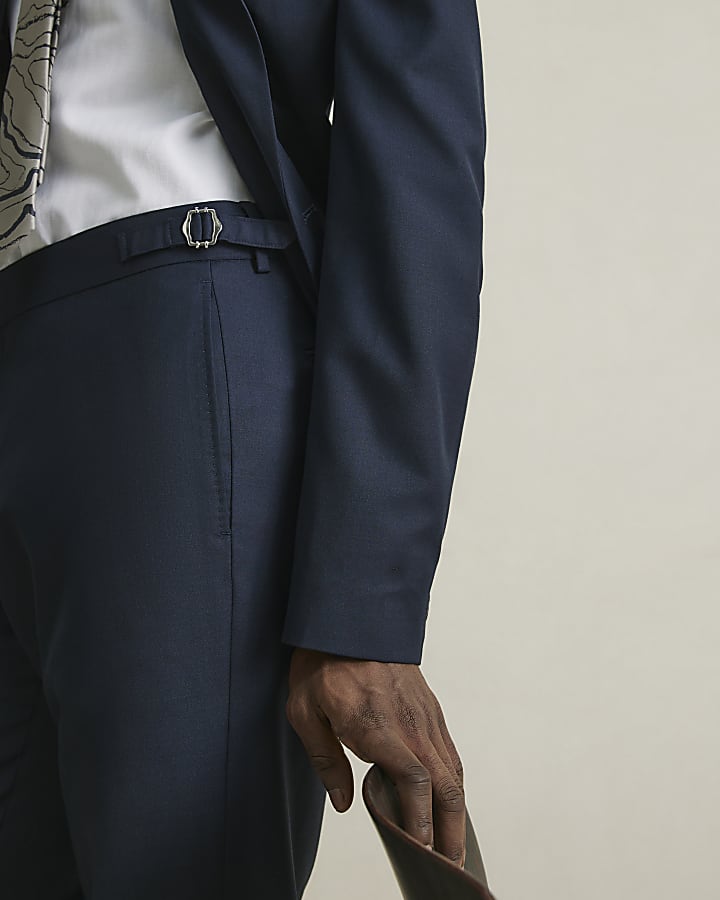 Navy Slin Fit Suit Trousers