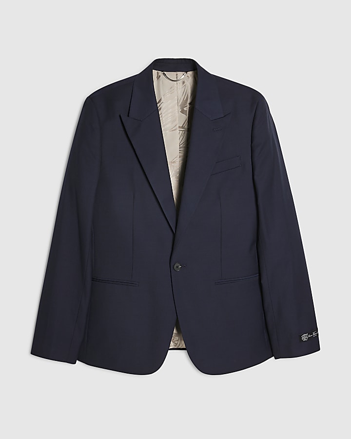 Navy Single Breasted Suit Jacket
