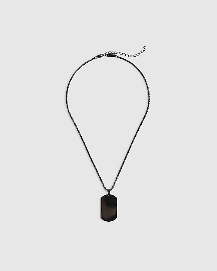 Black Steel Black Tag Necklace