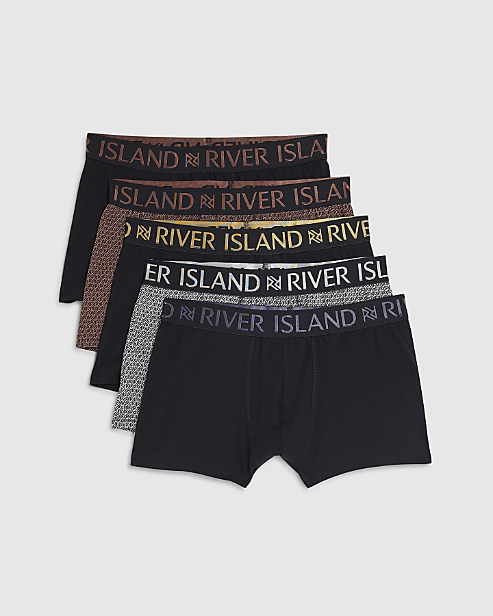Black RR Print Metallic Pack Of 5 Trunks