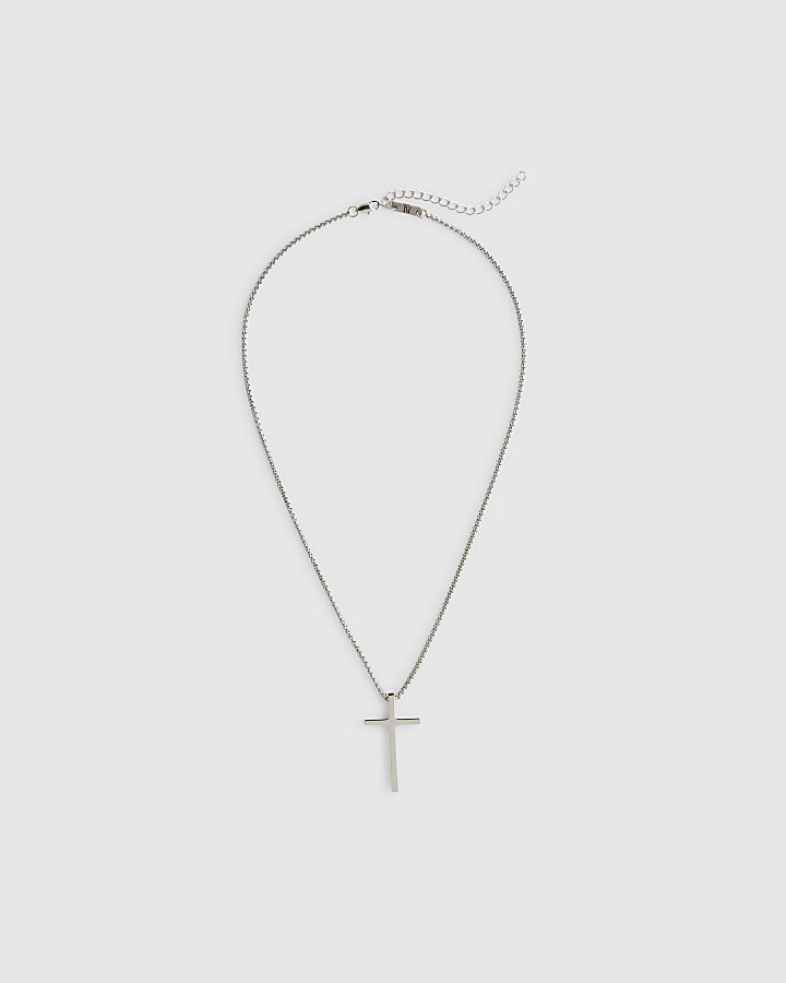 Silver Steel Cross Necklace