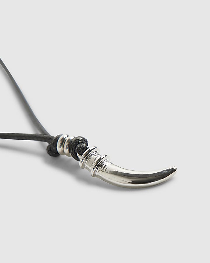 Black Corduroy Tusk Necklace