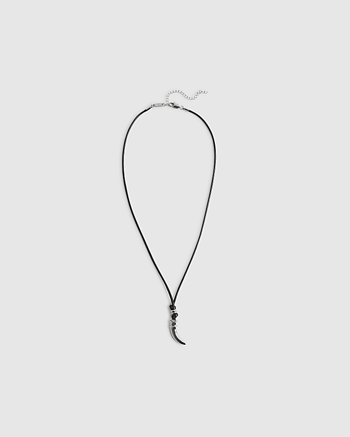 Black Corduroy Tusk Necklace