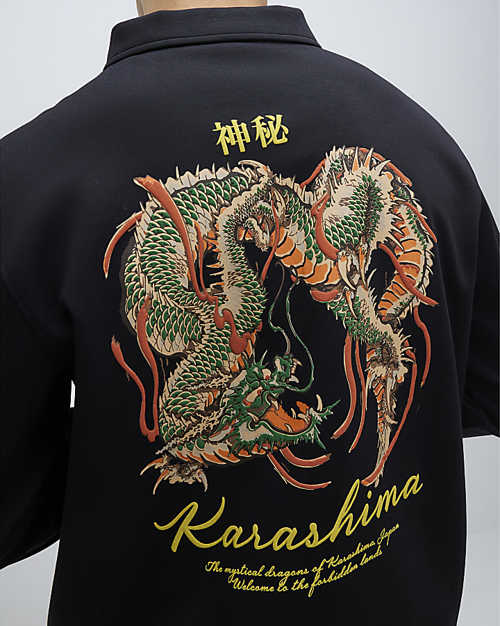 Black Regular Fit Japanese Snake Shacket