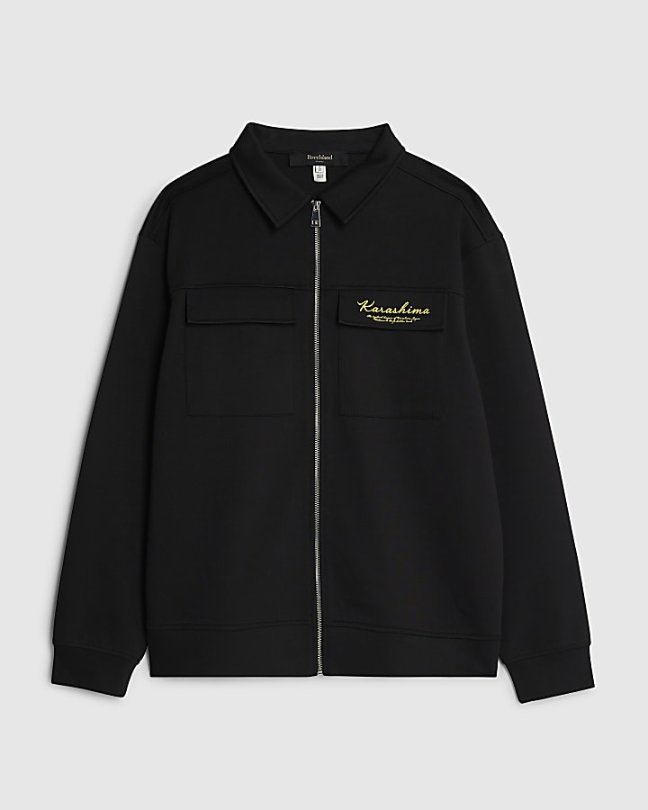 Black Regular Fit Japanese Snake Shacket