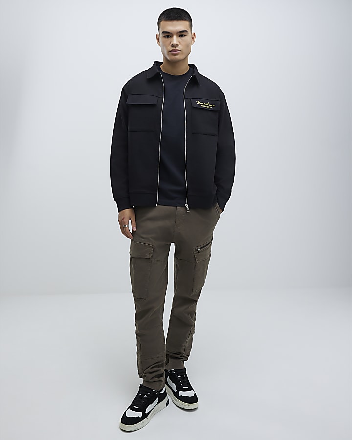 Black Regular Fit Japanese Snake Shacket