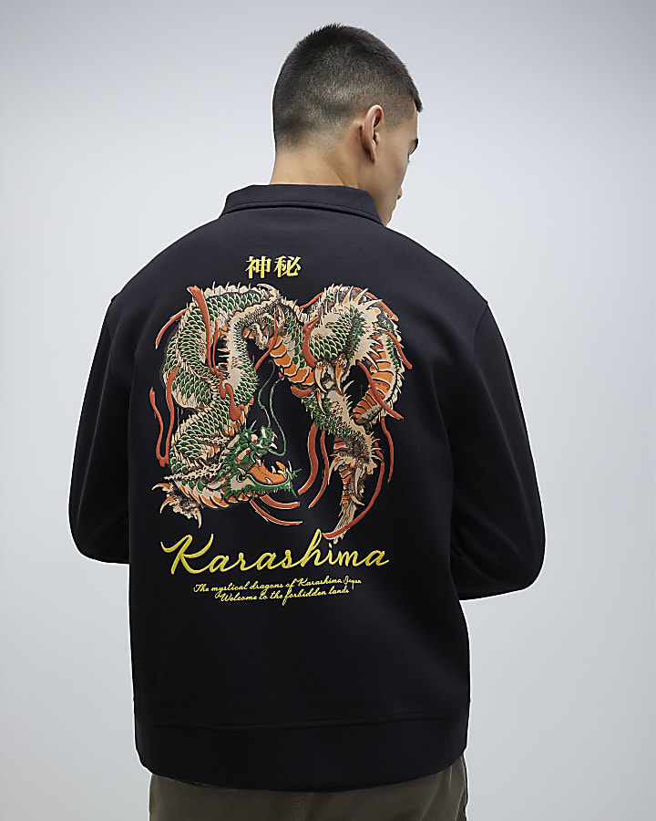 Black Regular Fit Japanese Snake Shacket
