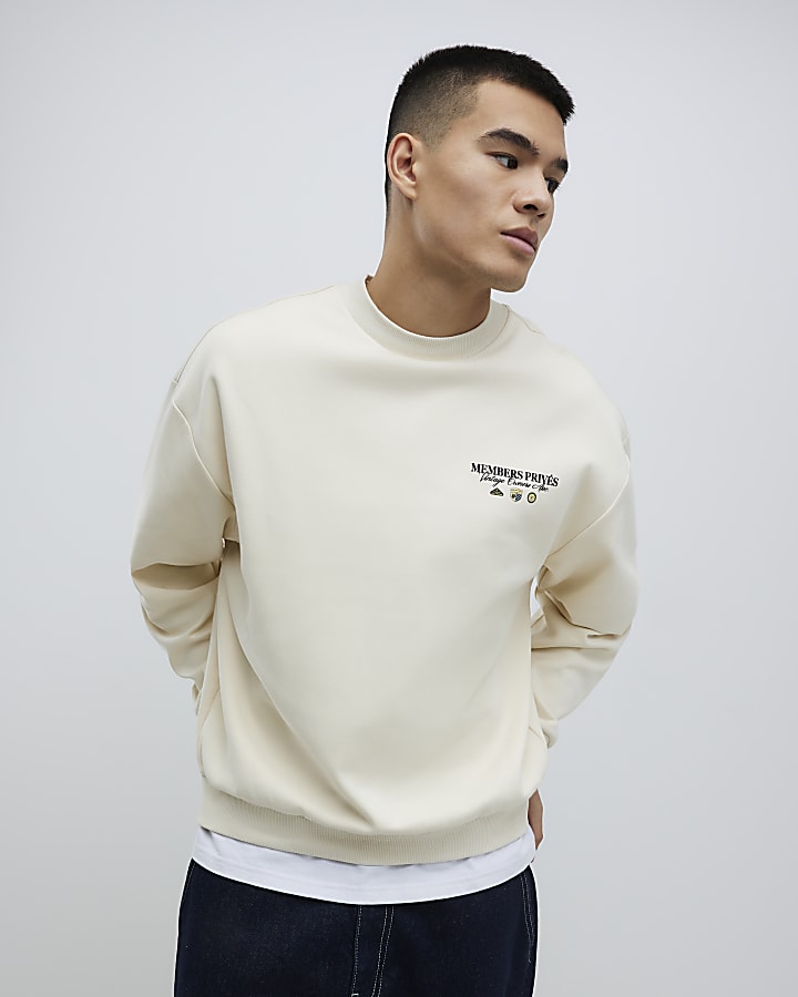 Cream Regular Fit Palais Car Sweatshirt