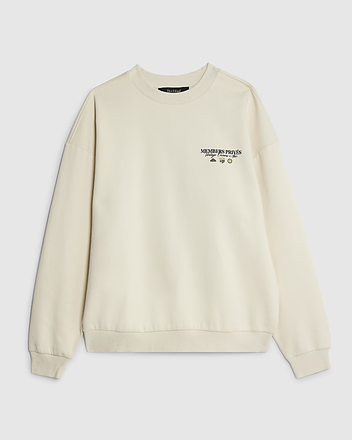 Cream Regular Fit Palais Car Sweatshirt