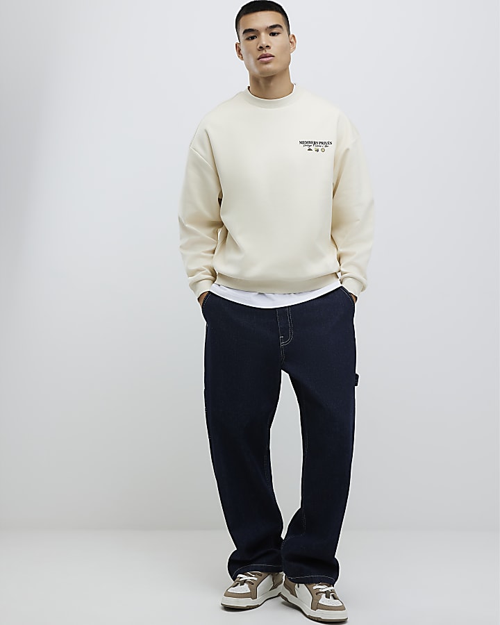 Cream Regular Fit Palais Car Sweatshirt
