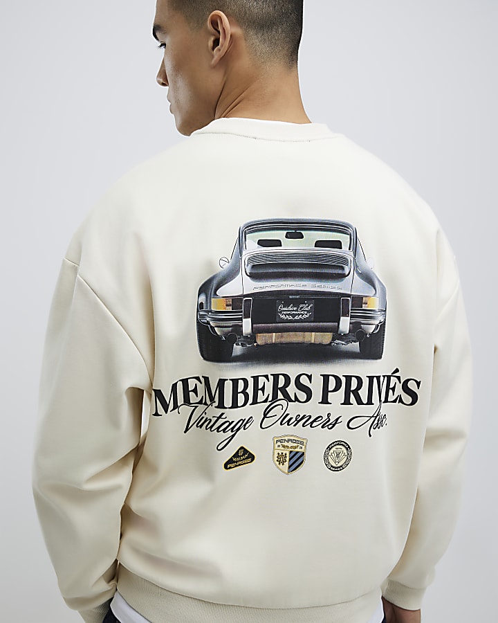 Cream Regular Fit Palais Car Sweatshirt