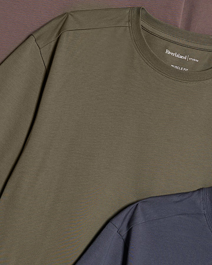 Navy Muscle Fit Pack Of 3 T-Shirts