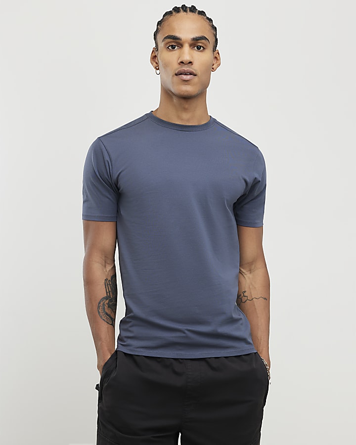 Navy Muscle Fit Pack Of 3 T-Shirts