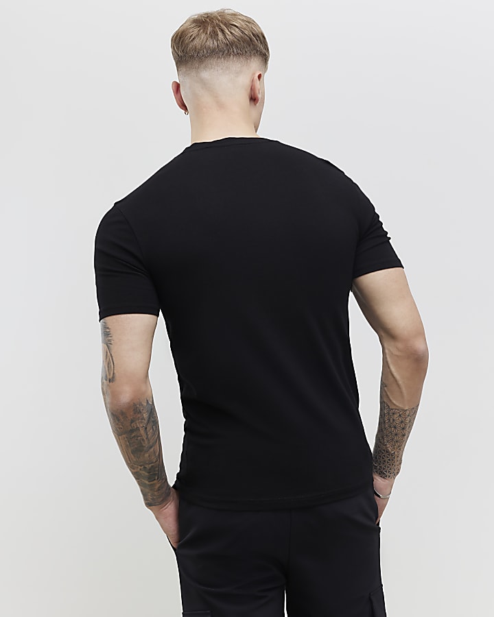 White Muscle Fit V-Neck Pack Of 2 T-Shirts