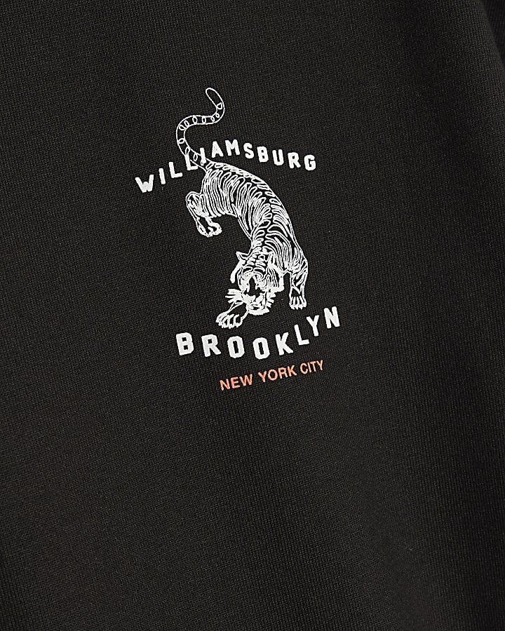 Black Oversized Fit Brooklyn Tiger T-Shirt