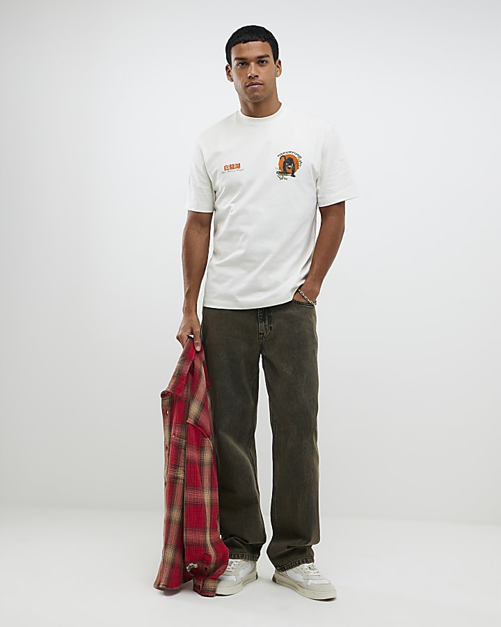 Ecru Regular Fit Hakuryuko Tiger T-Shirt