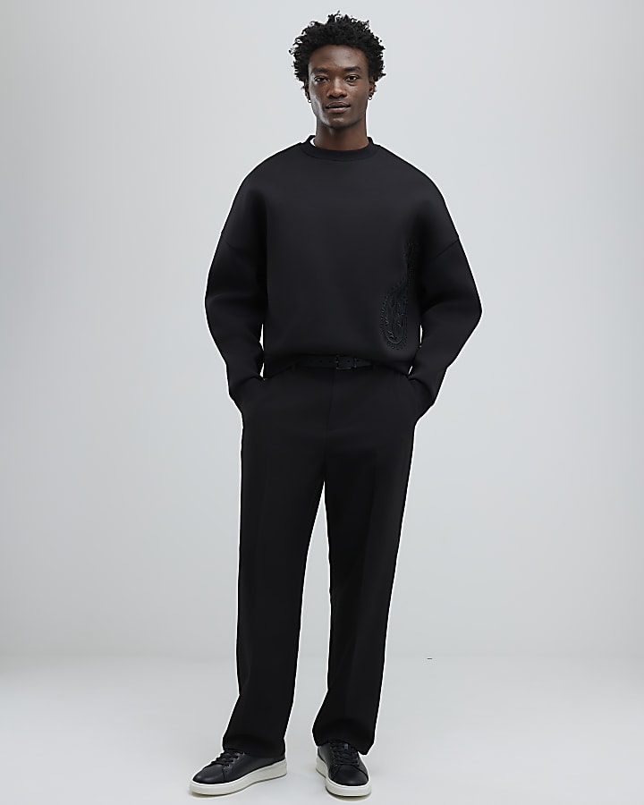 Black Embroidered Paisley Sweatshirt