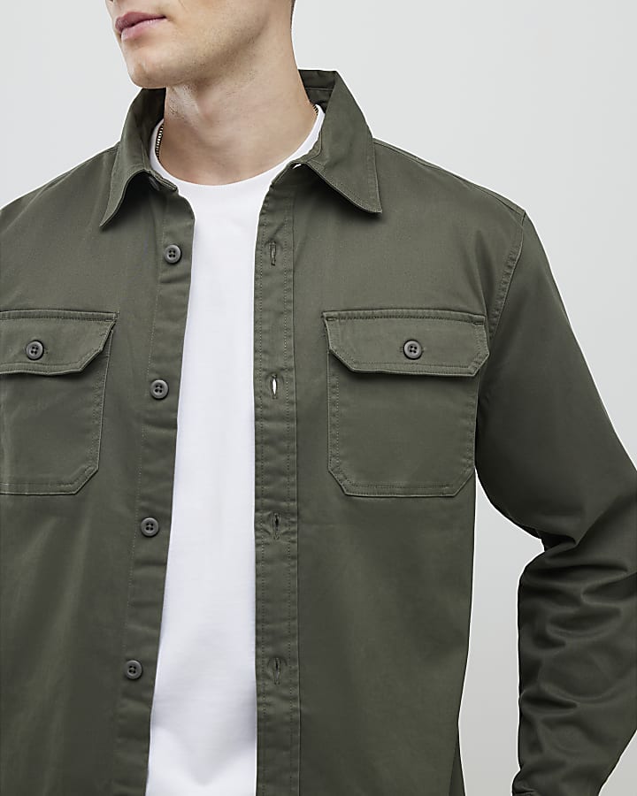 Khaki Regular Fit Twill Shirt