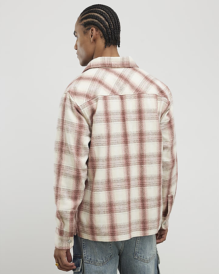 Pink Regular Fit Checked Double Pocket Shirt