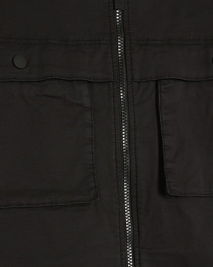 Black Regular Fit Zipped Overshirt