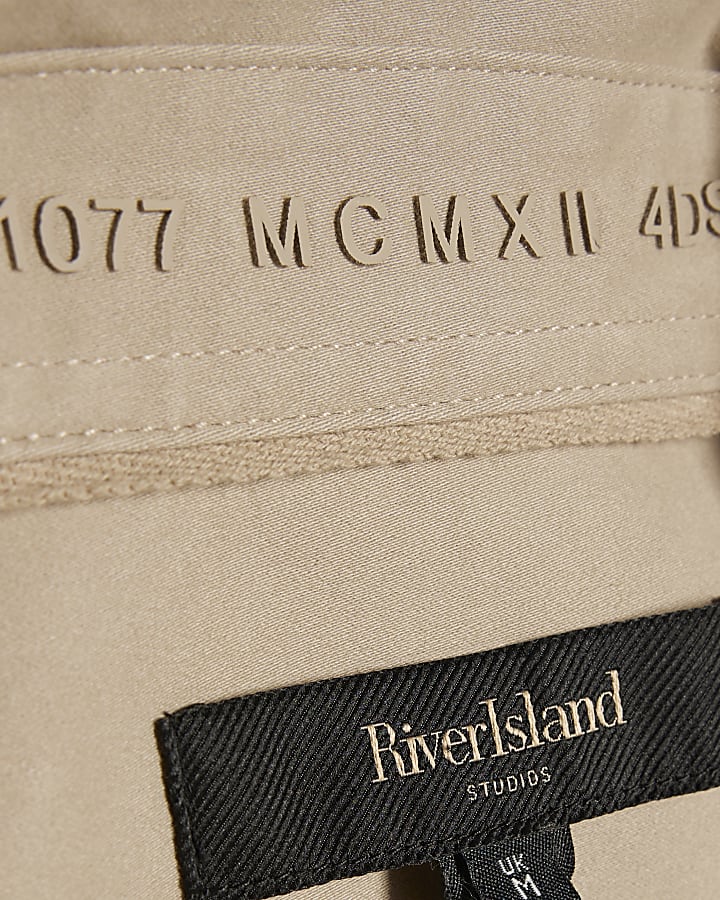 Beige Regular Fit Curved Hem Zip Overshirt