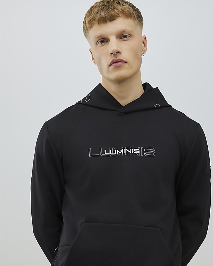 Black Regular Fit Luminis Zip Hoodie 