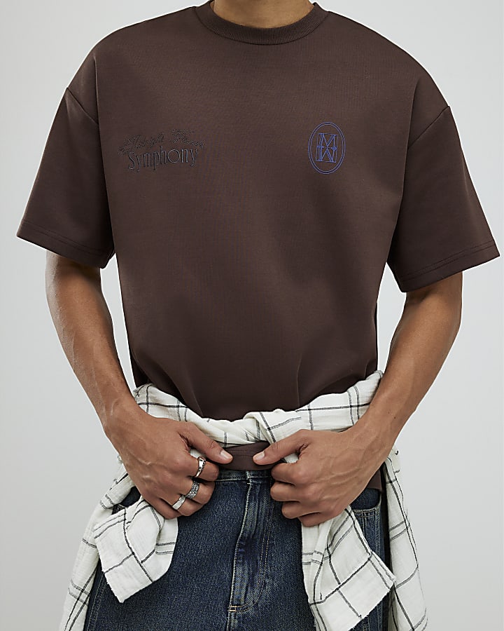 Brown Oversized Fit Floral T-Shirt