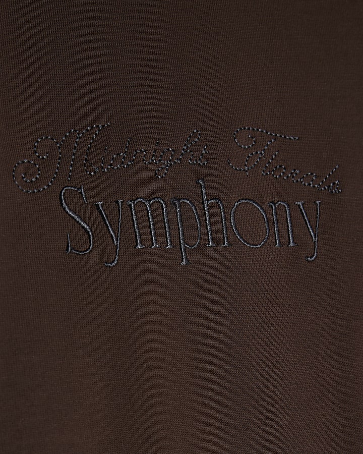 Brown Oversized Fit Floral T-Shirt