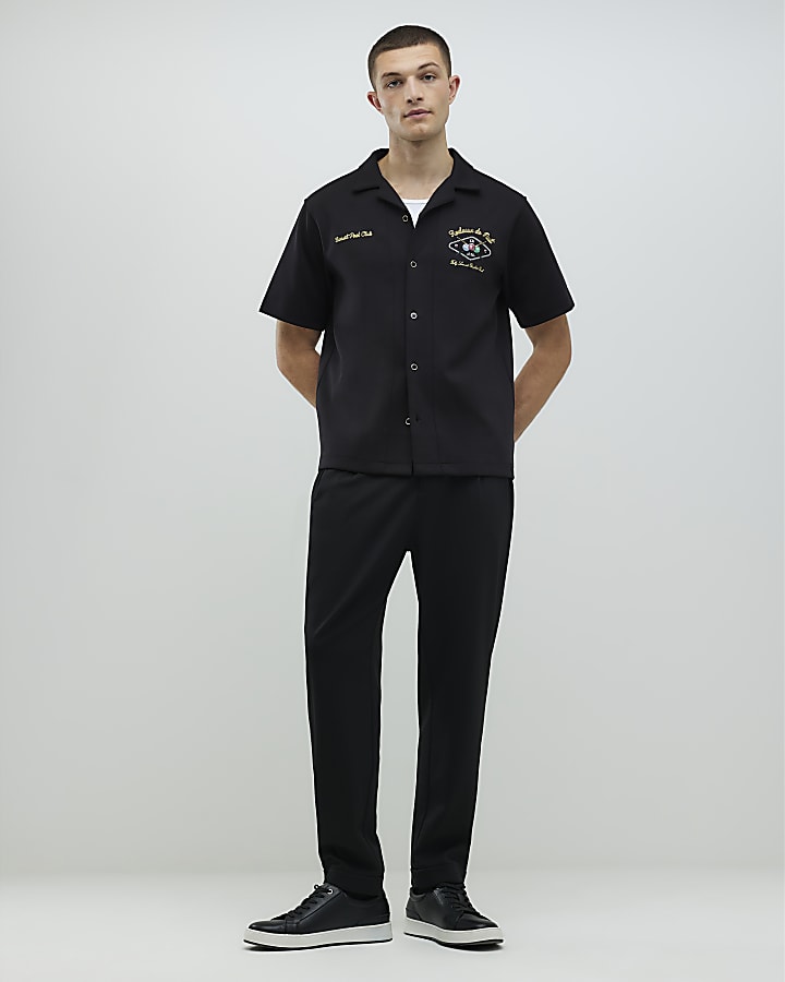 Black Regular Fit Bowling Party Shirt