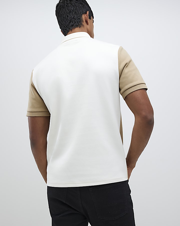 Brown Slim Fit Asymmetric Polo Shirt