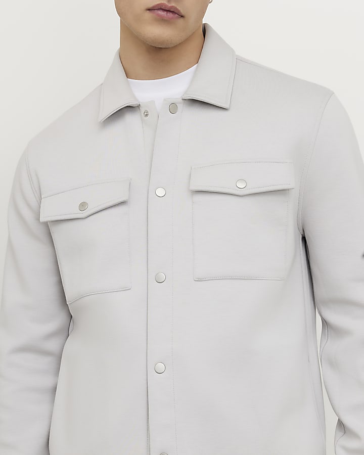 Grey Slim Fit Overshirt