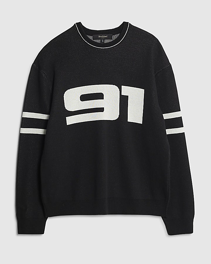 Black Regular Fit 91 Sports Sweatshirt