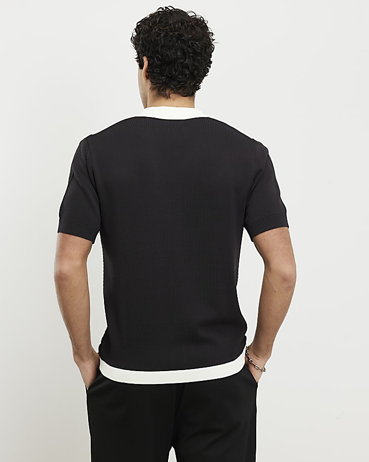 Black Slim Fit Colour Blocked Shirt