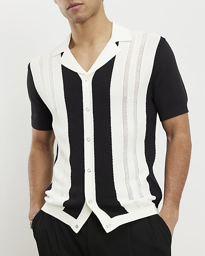 Black Slim Fit Colour Blocked Shirt