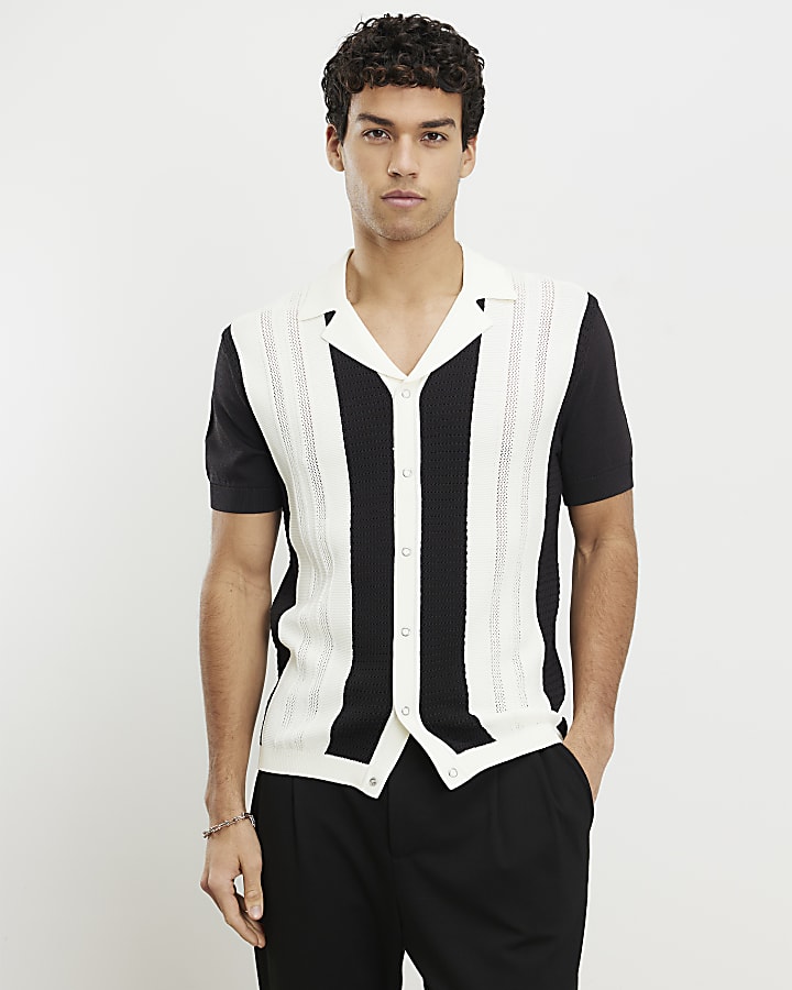Black Slim Fit Colour Blocked Shirt