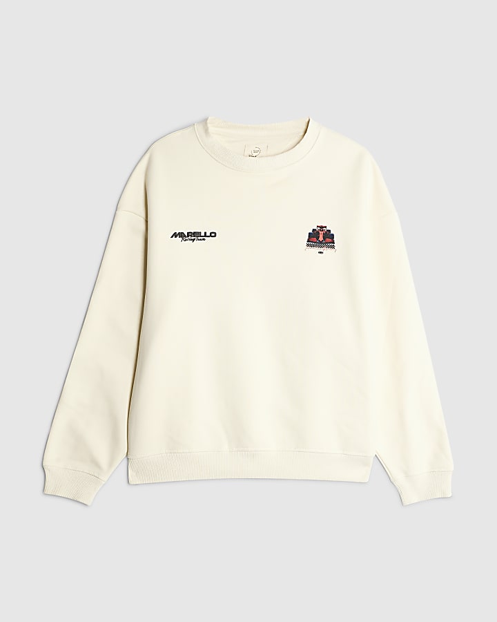 Cream Regular Fit Marello Car Sweatshirt