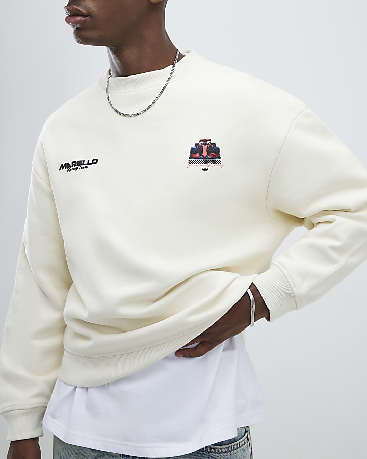Cream Regular Fit Marello Car Sweatshirt