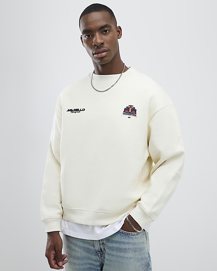 Cream Regular Fit Marello Car Sweatshirt