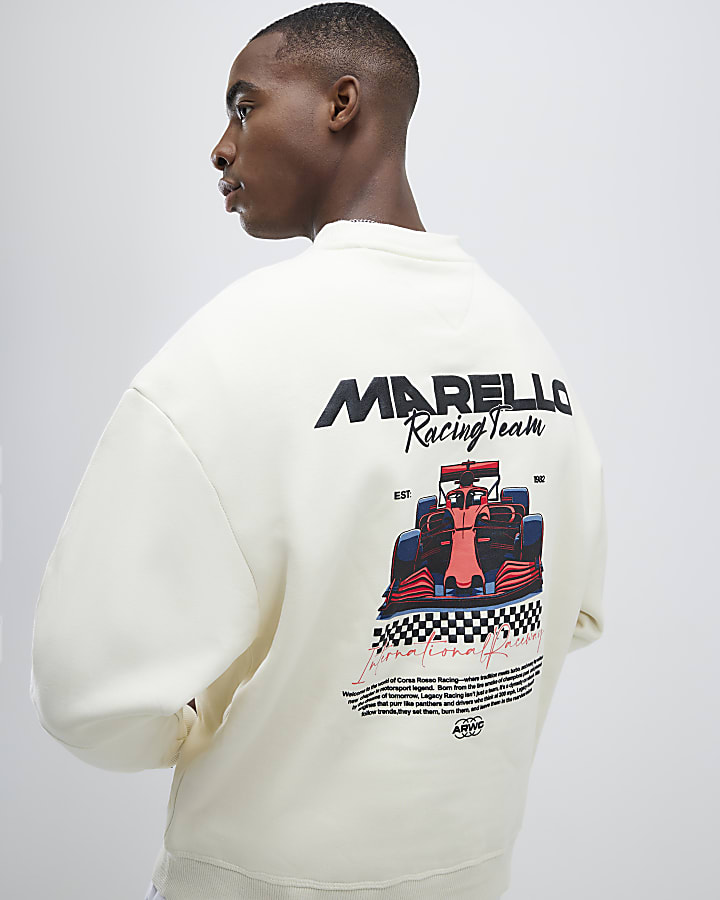 Cream Regular Fit Marello Car Sweatshirt