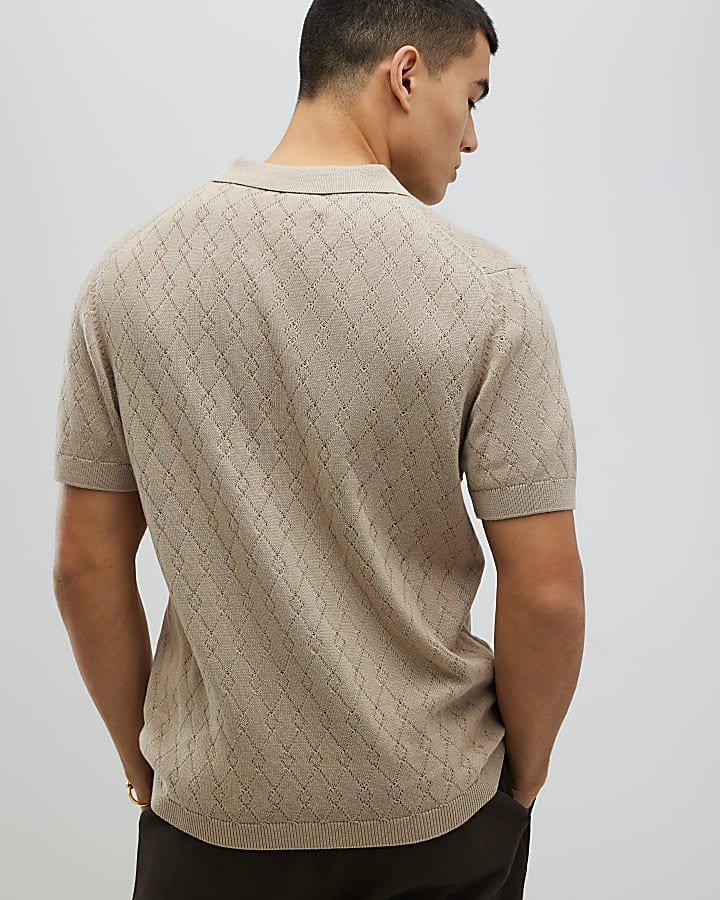 Stone Slim Fit Open Collar Shirt