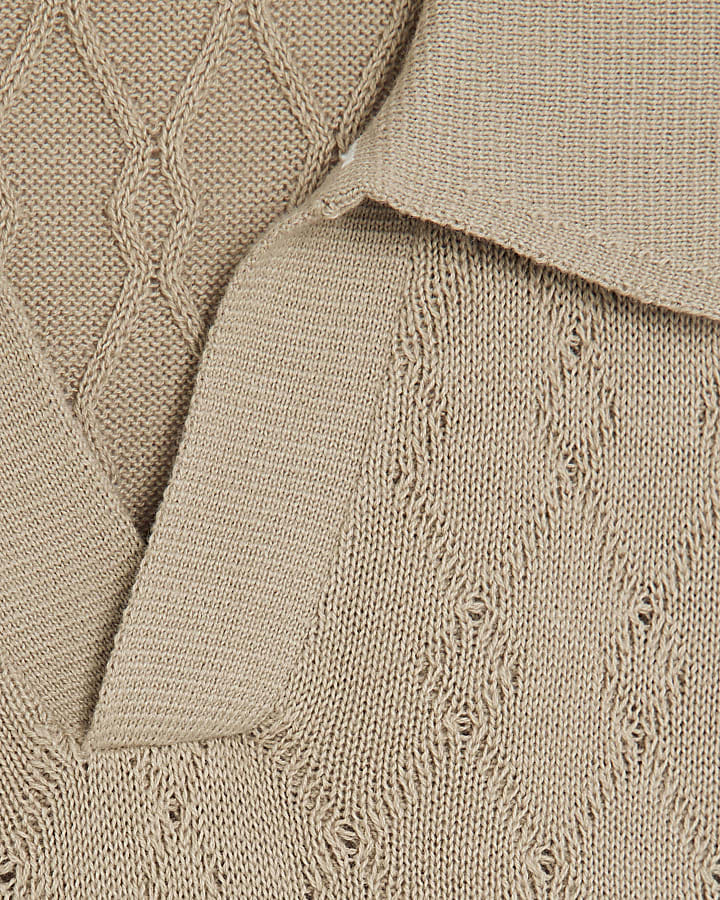 Stone Slim Fit Open Collar Shirt